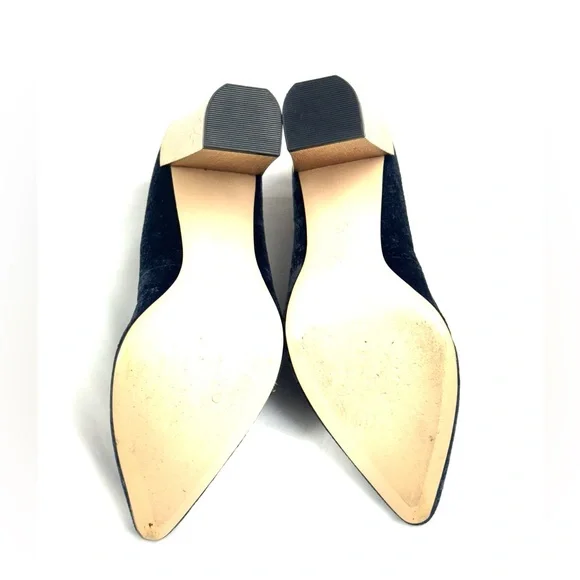 Calvin Klein Neema Velvet Gold Block High Heel Blue Size 10 - Picture 6 of 9